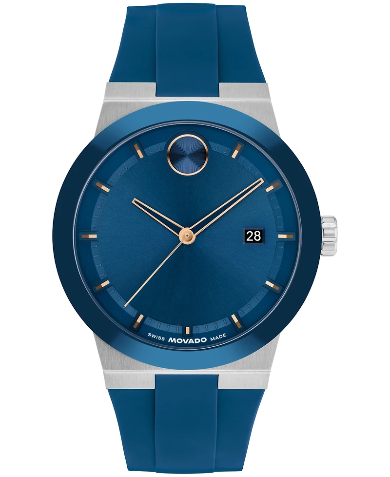 Movado Men's Bold Fusion Swiss Quartz Blue Silicone Watch, 42.30mm