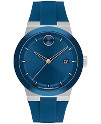 Movado Men's Bold Fusion Swiss Quartz Blue Silicone Watch, 42.30mm