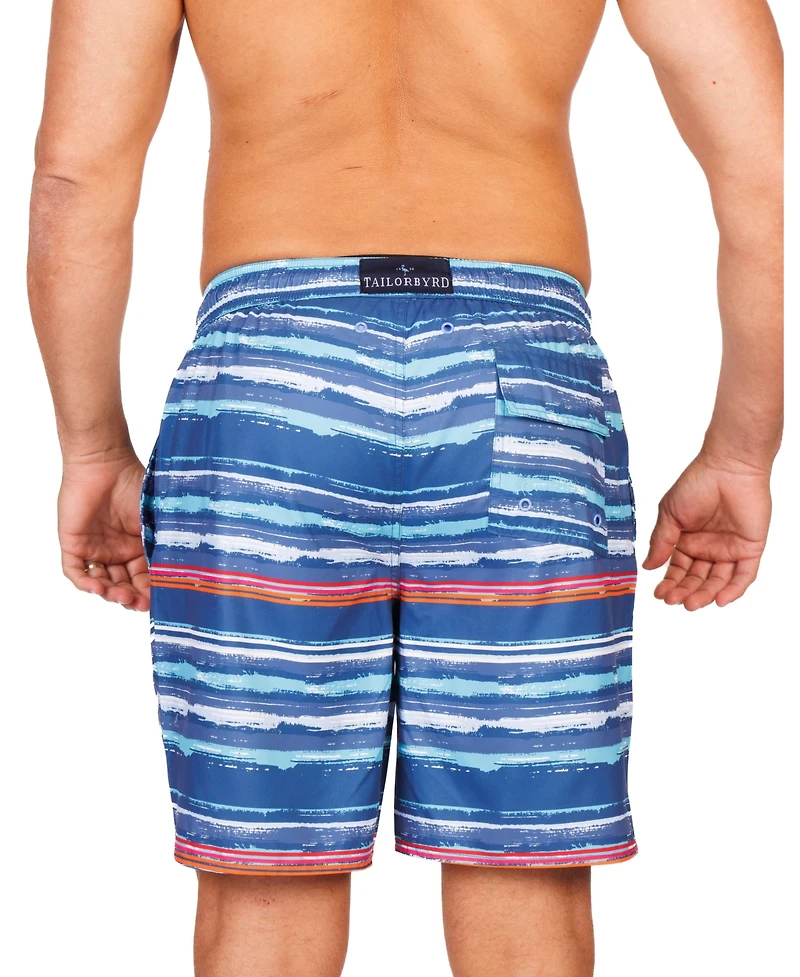 TailorByrd Men's Abstract Stripes Swim Shorts