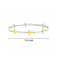 Simona Sterling Silver, Sideways Cross Bracelet - Gold Plated