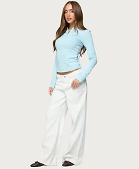 Edikted Women's Keana Polka Dot Henley Top