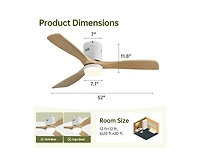 52-inch Modern 3-Blade Light Ceiling Fan with Remote Control and Supporting Mobile Device Connection