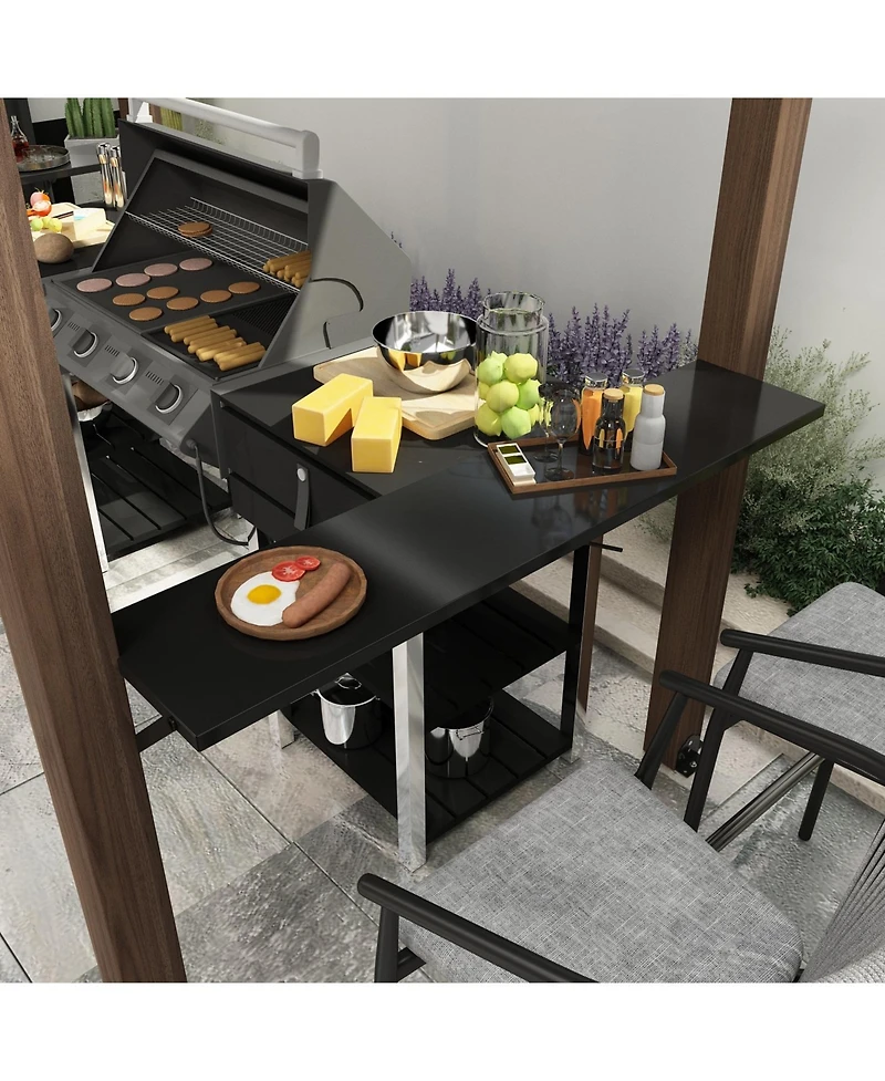 Homsee 8.6x5 Ft Cedar Wood & Galvanized Steel Roof Gazebo with Shelves Umbrellas Canopies & Awnings