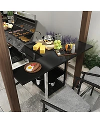 Homsee 8.6x5 Ft Cedar Wood & Galvanized Steel Roof Gazebo with Shelves Umbrellas Canopies & Awnings