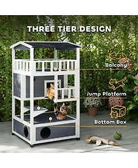 Cat House, Kitten Condo Shelter w/ Raised Base Asphalt Roof