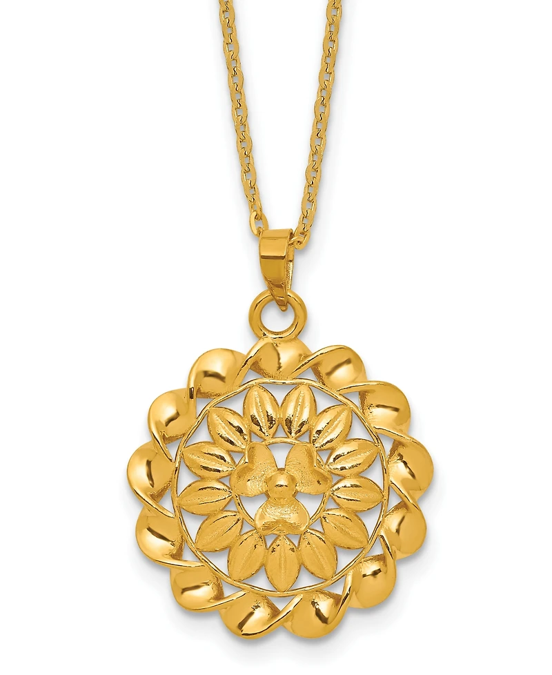 Macy's Flower Cable Chain Pendant Necklace in 24k Yellow Gold