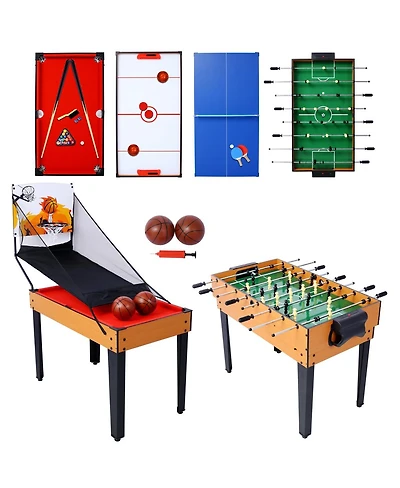 Rbied 5-in-1 Multi-Game Table with Foosball, Billiards, Ping Pong, Hockey & Basketball, Black Mdf Indoor Sports Table for Kids and Adults-Rbied