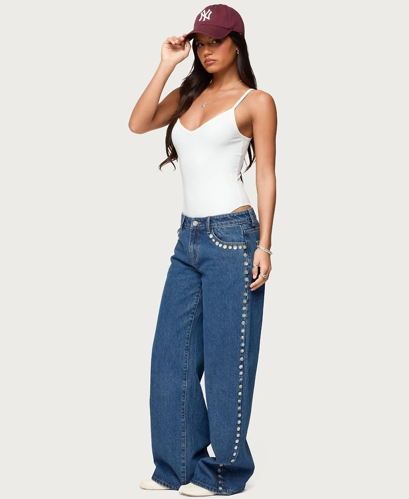 Edikted Women's Teaghan V Neck Fitted Bodysuit