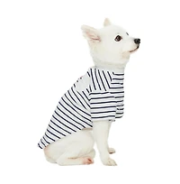Dogs & Cats Co. Striped Henley Dog Tee with Chest Pocket Red and White 14"