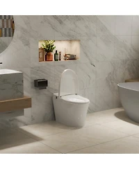 Casainc Smart Bathroom Fixture Dual Flush Bathroom Fixture 1/1.28 Gpf,Foot Sensor Flush,Night Light,Self-Cleaning Nozzle