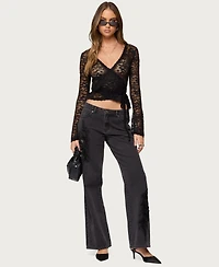 Edikted Women's Medora Sheer Lace Wrap Top