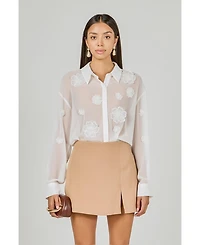 endless rose Women's Floral Detail Shirt Blouse