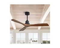 Sofucor 52-inch Modern Black 3-Blade Light Ceiling Fan with Remote Control and Supporting Mobile Device Connection