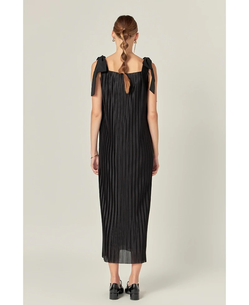 English Factory Women's Bow Detailed Pleated Maxi Dress