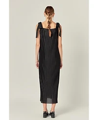 English Factory Women's Bow Detailed Pleated Maxi Dress