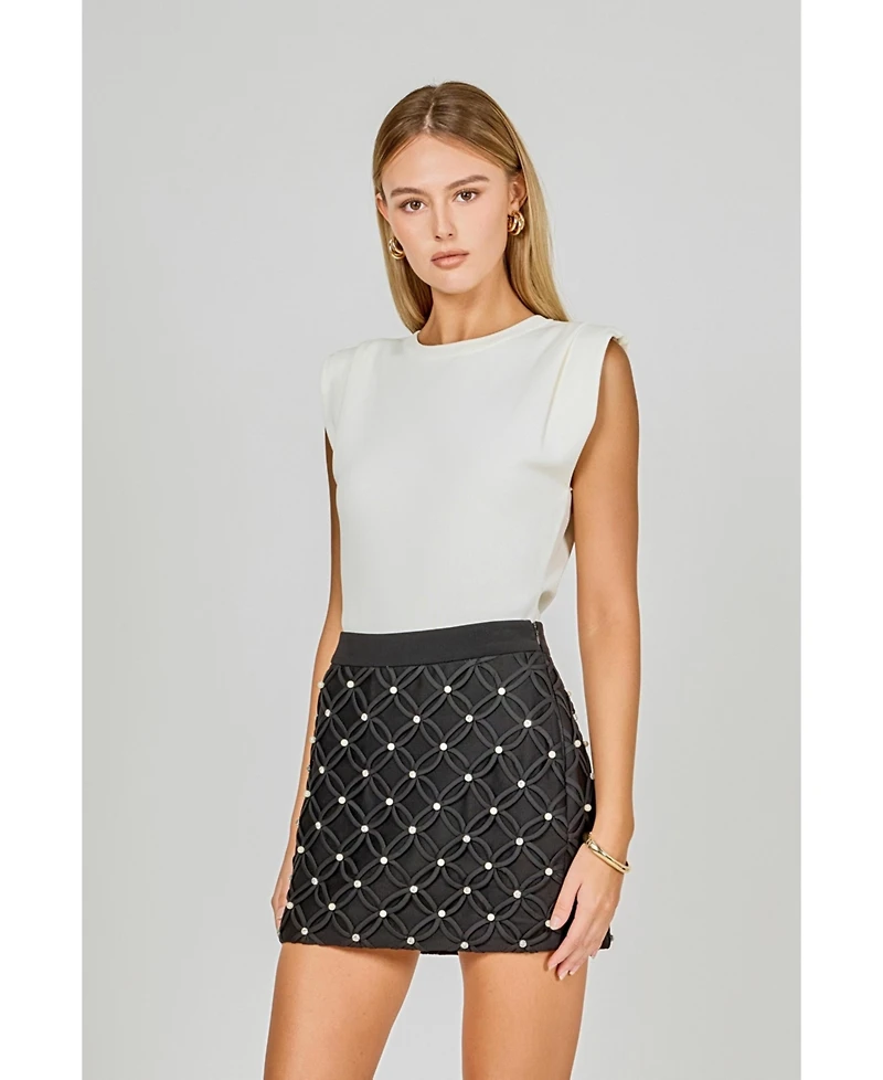 endless rose Women's Knit Pleated Shoulder Top