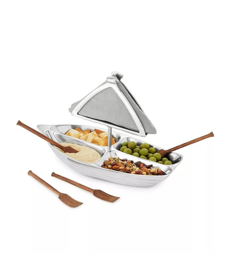 Uncommon Goods Rowboat Aluminum Serving Bowl With Napkin Holder