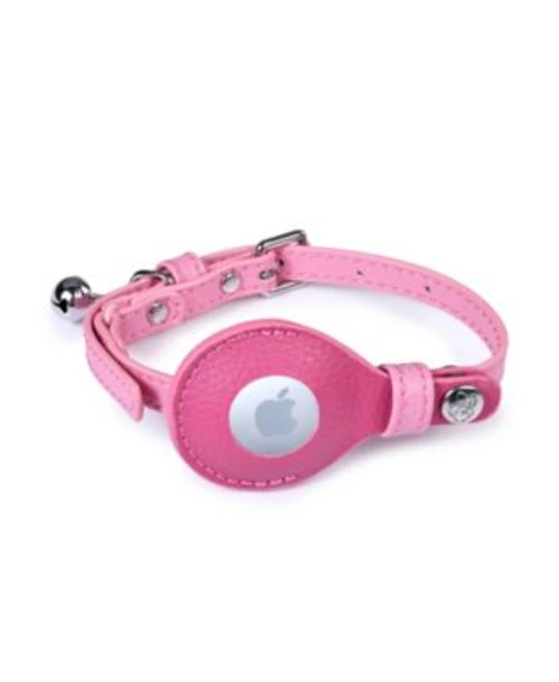 Blueberry Pet Silver Powered Freshness Microfiber Leather Airtag Cat Collar With Bell In Sweet Pink