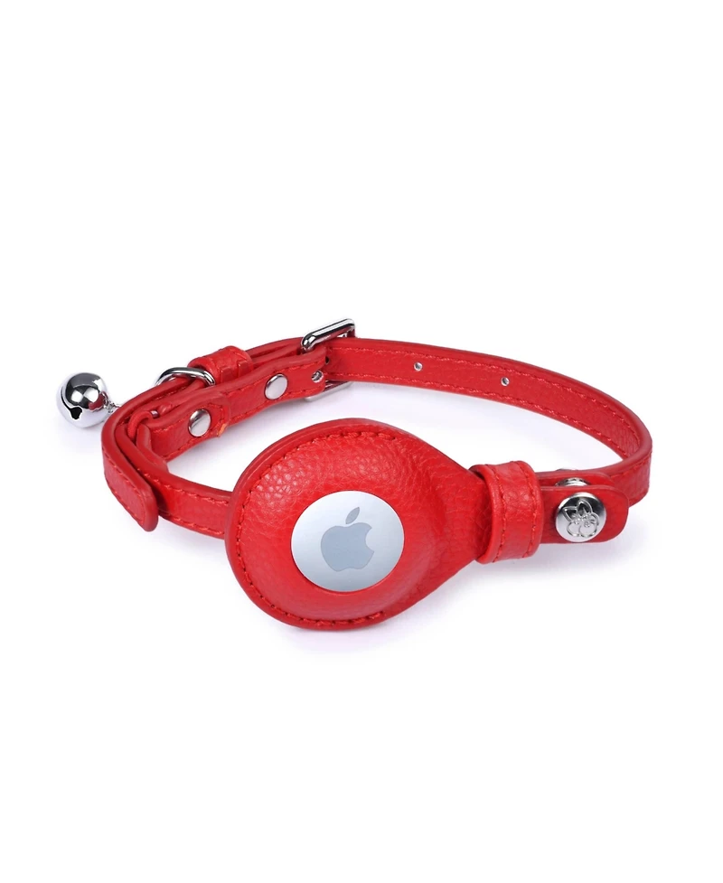 Blueberry Pet Silver-Powered Freshness Microfiber Leather AirTag Cat Collar with Bell Sweet Pink