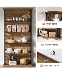 Tribesigns 6-Tier 71" Industrial Bookshelf with Metal Frame, Freestanding Open Shelves for Home, Office & Living Room.