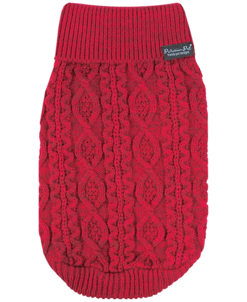 Parisian Pet Cable Knit Red Sweater