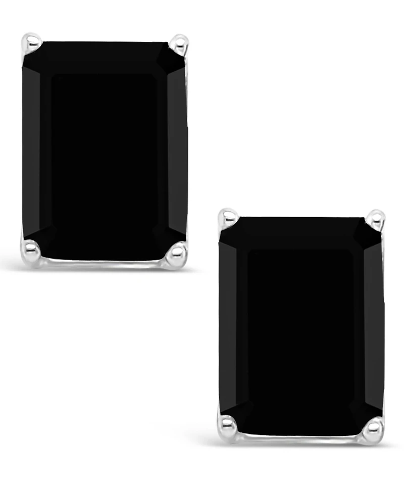 Macy's Black Onyx Stud Earrings 14k White Gold (Also Aquamarine)