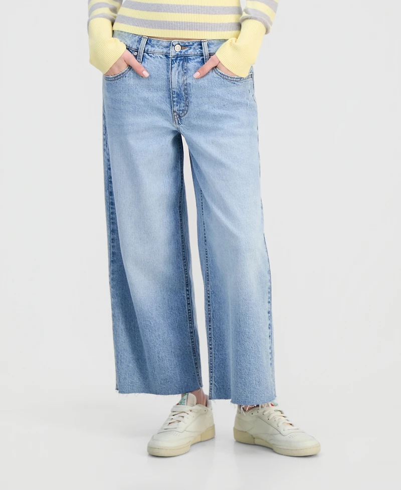 Celebrity Pink Juniors' Raw-Hem Wide-Leg Jeans
