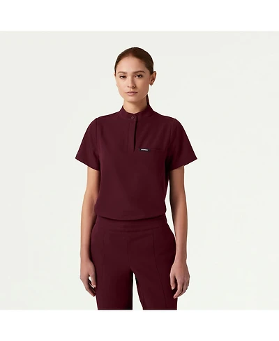 Jaanuu Women's Savi 1-Pocket Classic Banded Collar Scrub Top