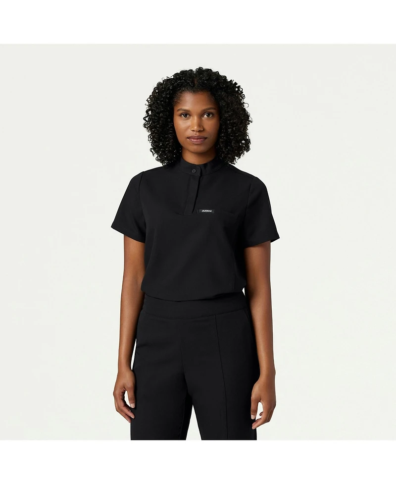 Jaanuu Women's Savi 1-Pocket Classic Banded Collar Scrub Top