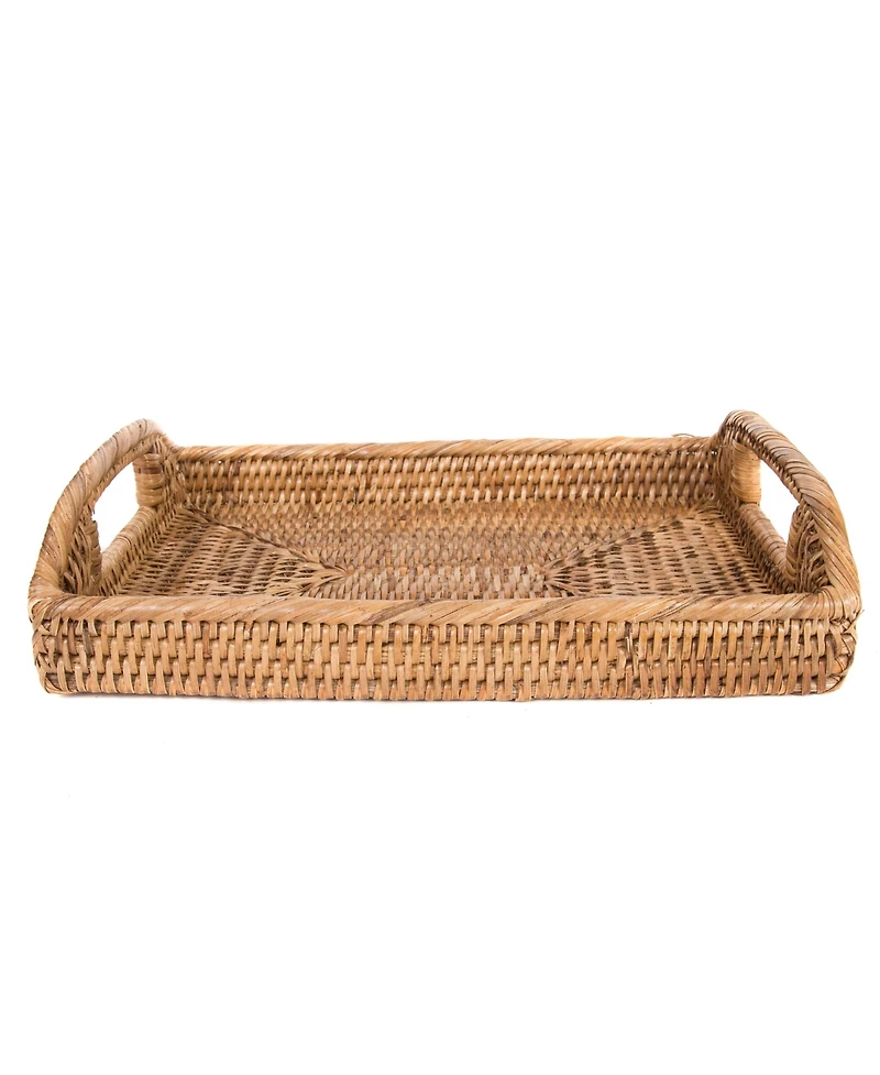 Artifacts Rattan Rectangular Vanity Tray With High Handles
