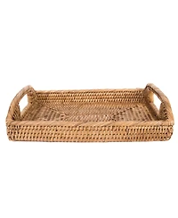 Artifacts Rattan Rectangular Vanity Tray With High Handles
