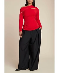 Eloquii Women's Sliced Asym Neck Top