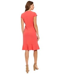 London Times Women's Faux-Wrap Ruffle-Trim Dress
