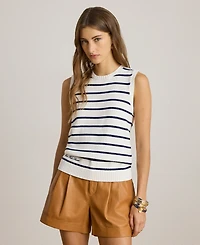 Lauren Ralph Petite Striped Sleeveless Sweater
