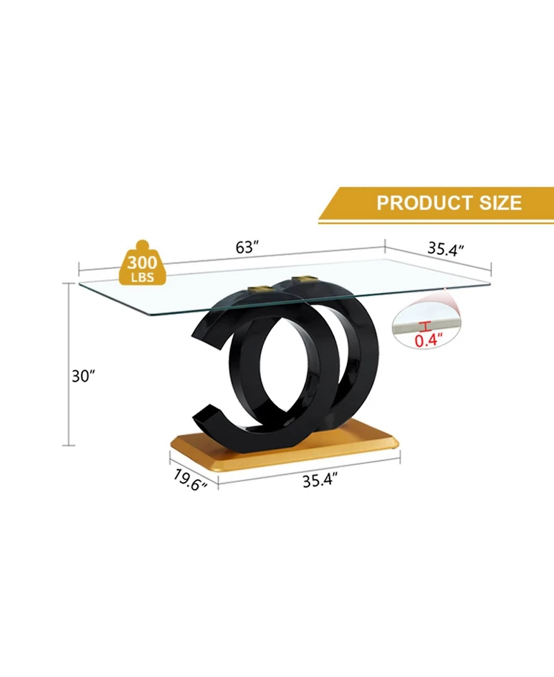 Streamdale Furniture Streamdale Modern minimalist rectangular glass dining table for 6-8 people