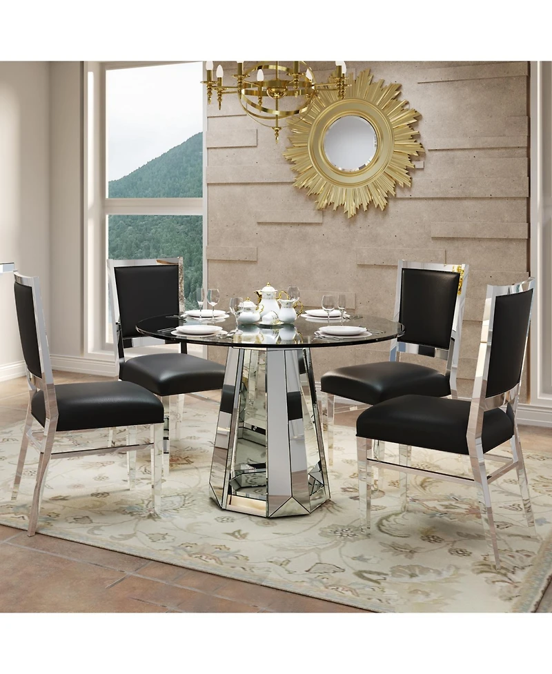 Streamdale Furniture Modern minimalist round glass dining table with round base