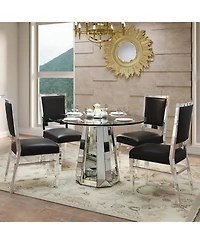Streamdale Furniture Modern minimalist round glass dining table with round base