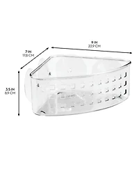 iDesign Plastic Suction Corner Shower Basket for Bathroom