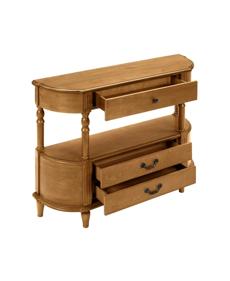 Streamdale Furniture Streamdale Retro Curved Wood Console Table with 3 Drawers, 43" Entry Table with Storage Shelf, Brown