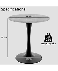 Streamdale Black mid-century modern coffee/dining table with round marble top.