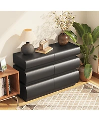 Streamdale Furniture Streamdale 6-Drawer Black Dresser, Modern Wide Storage Chest (Sku:W757P235728