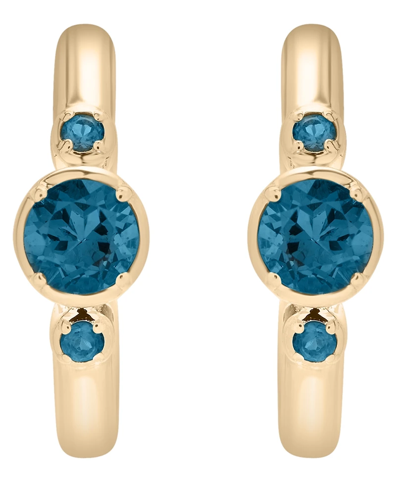 Macy's London Blue Topaz (3/4 ct. t.w.) Thin Circle Hoop Earrings in 14k Gold-Plated Sterling Silver