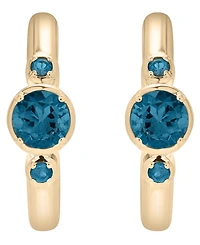 Macy's London Blue Topaz (3/4 ct. t.w.) Thin Circle Hoop Earrings in 14k Gold-Plated Sterling Silver