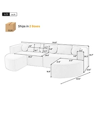 Streamdale Boneless Couch Modular Sectional Sofa 114.9" Blue