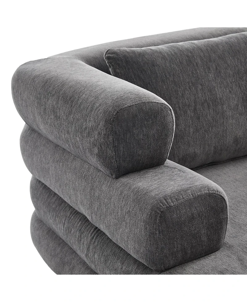 Streamdale Furniture Streamdale Oversized Chaise Lounge 52.4" Modern Chenille Sofa Bed with Deep Seat, Black