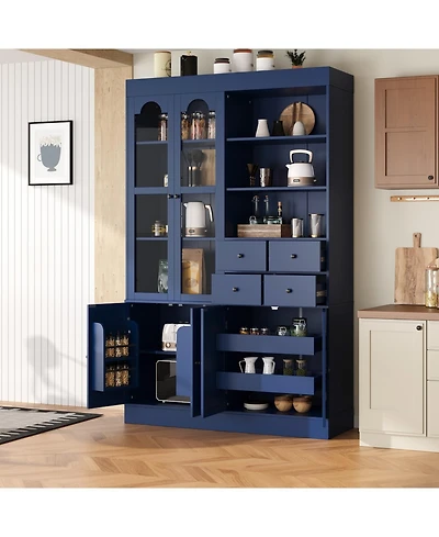 Streamdale Freestanding Buffet with Hutch - Blue, 47.2x15.7x75in