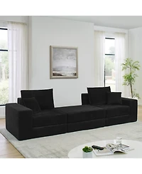 Streamdale Furniture Modular Cloud Sectional Couch, Modern L-Shaped Sofa with Ottoman, Black