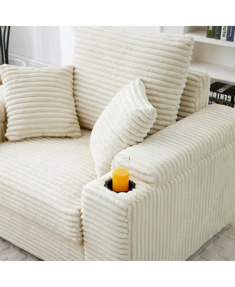 Streamdale Furniture Streamdale Oversized Accent Chair with Ottoman, Cream