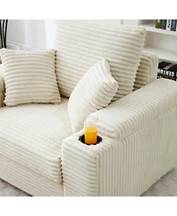 Streamdale Furniture Streamdale Oversized Accent Chair with Ottoman, Cream