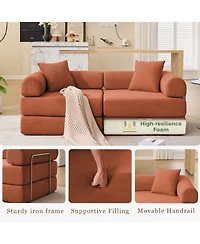 Streamdale Furniture Modular Sofa Bed for Apartments, Convertible, Removable Armrests, Orange